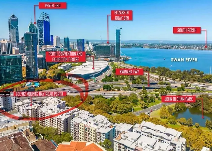 Perth City & Pool View 2Bedroom-1 King Bd And 2 Single Bd